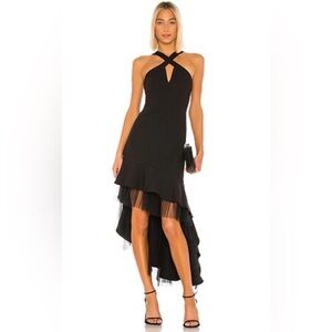 BCBGMAXAZRIA Black Asymmetrical Tulle Hem Cocktail Dress Size 4 NWT